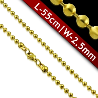 Retiazka Army guličky zlatá farba mv2754 55cm chirurgická oceľ
