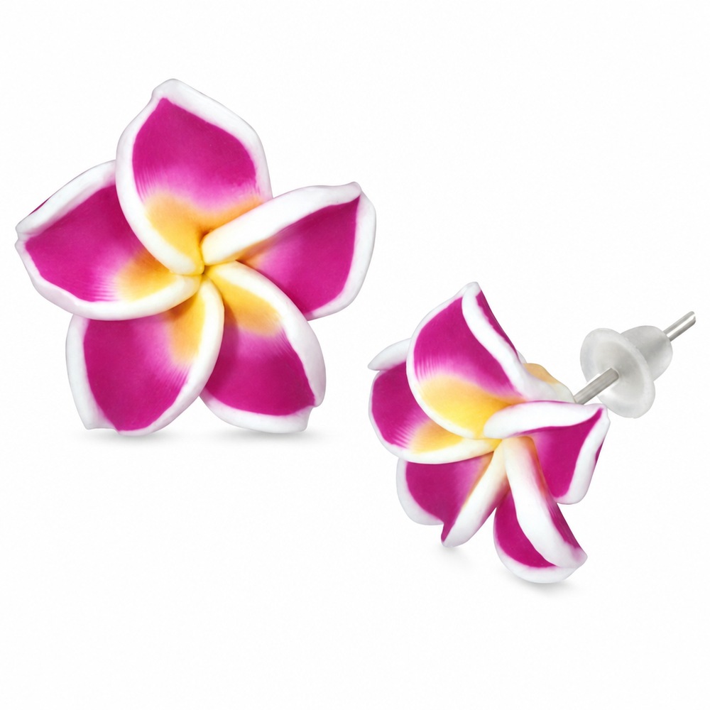 Náušnice FIMO Hawaii, sýtoružová farba