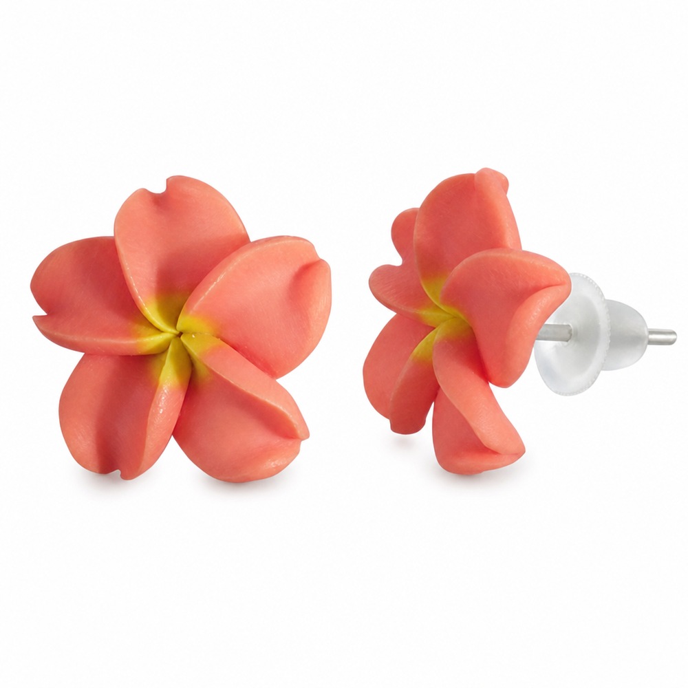 Náušnice FIMO Hawaii, lososová farba