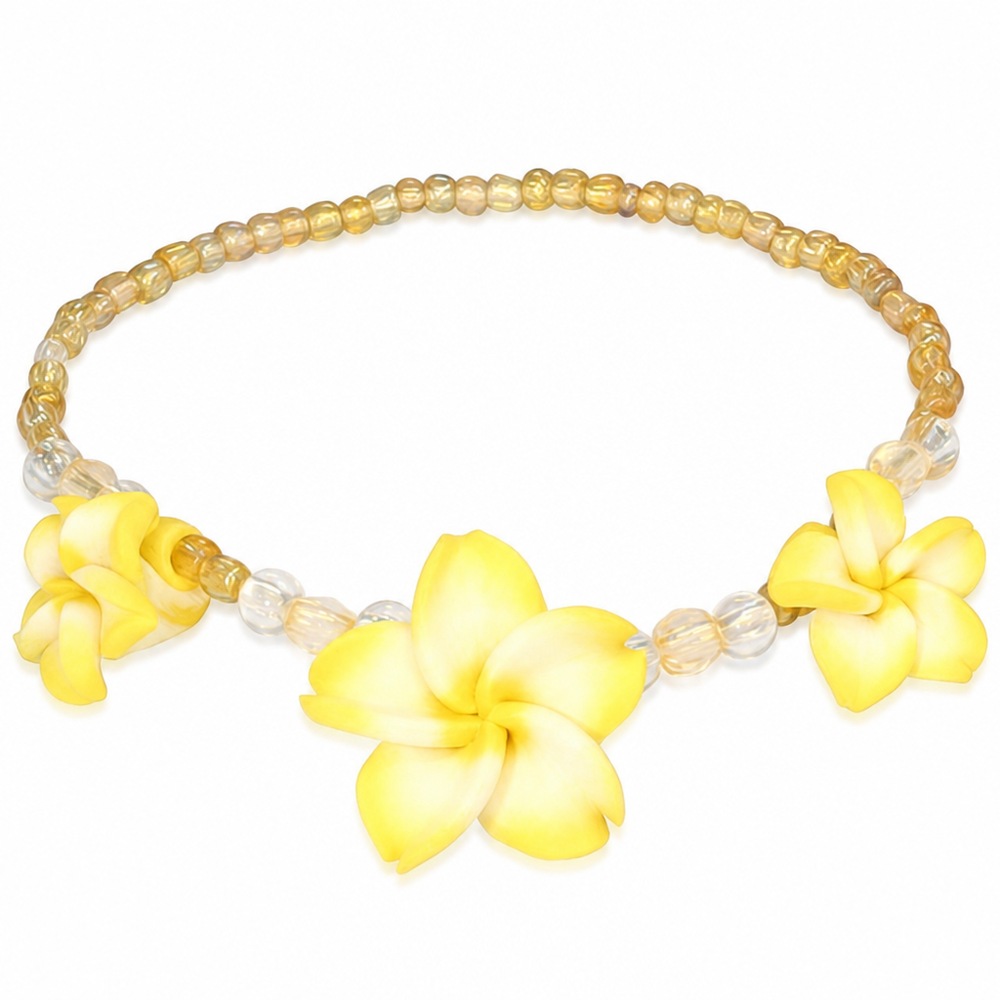 Náramok FIMO Hawaii s čírymi korálkami, žltá farba