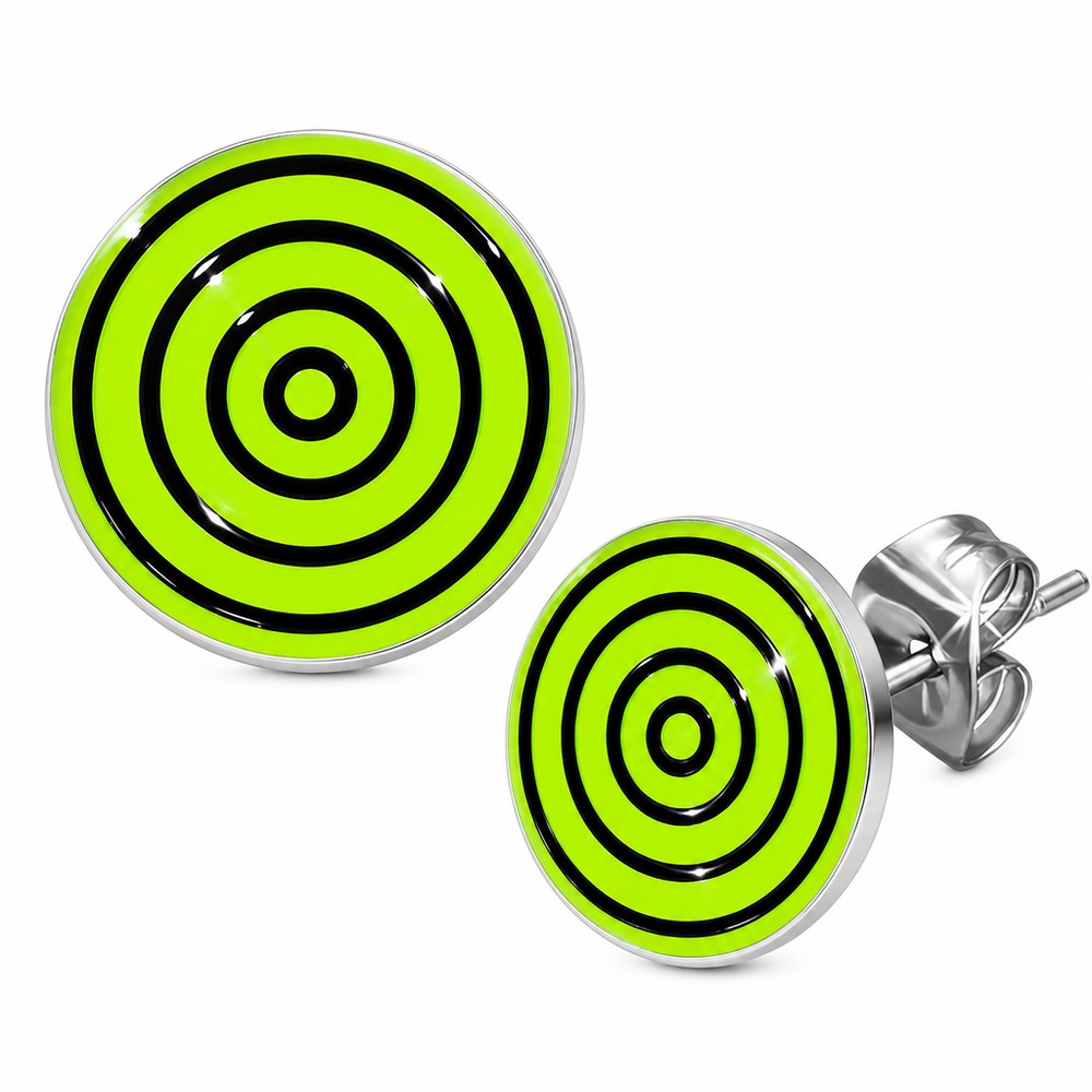 Náušnice Swirl 7 mm, žltá a čierna farba