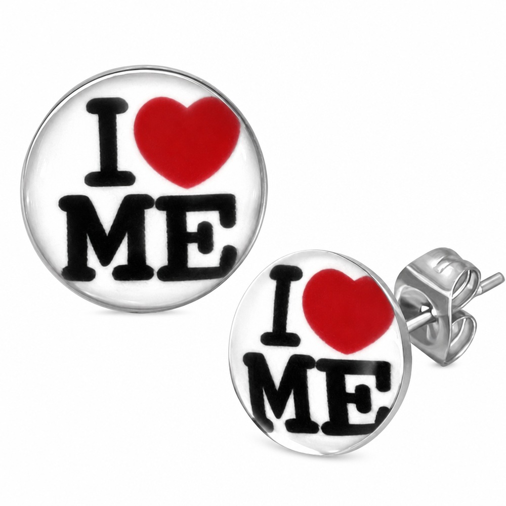 Náušnice I LOVE ME, okrúhle, biela farba