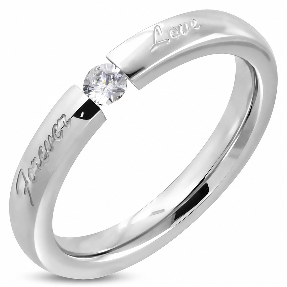 Dámsky prsteň obrúčka s kamienkom, strieborná farba