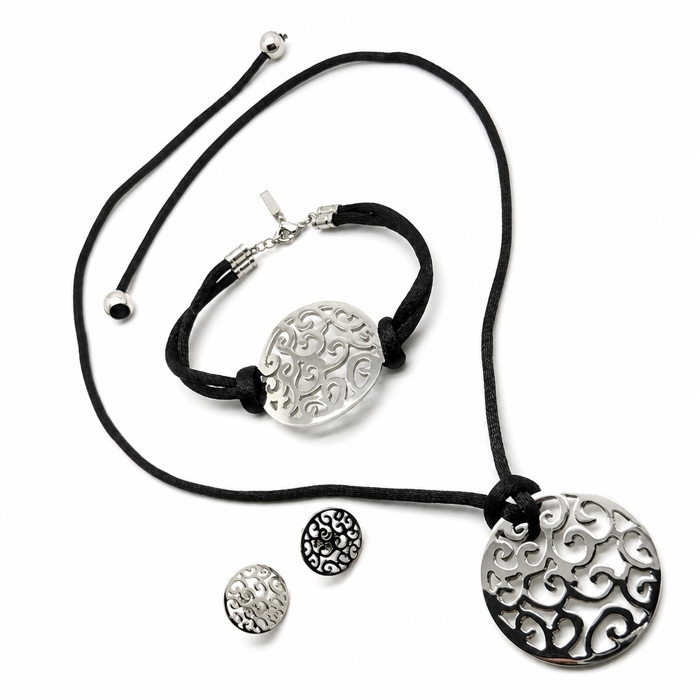 Dámska sada Ornament Trio, kruh, strieborná farba