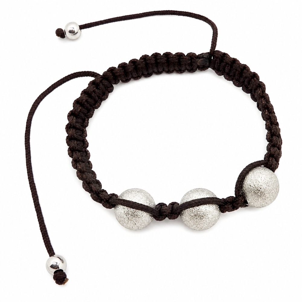 Náramok Shamballa, trblietavé guličky, hnedá farba