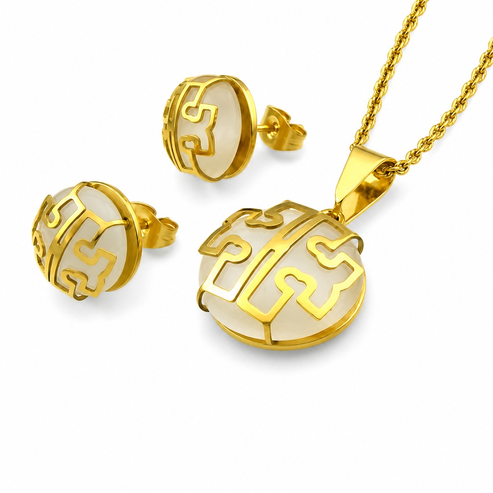 Sada náhrdelníka a náušníc, ornament, zlatá farba