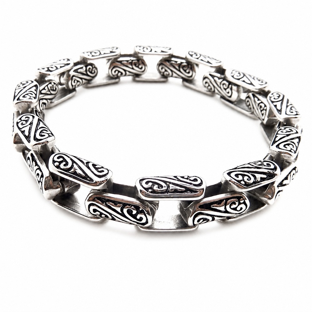 Pánsky náramok Antik s ornamentom, strieborná farba