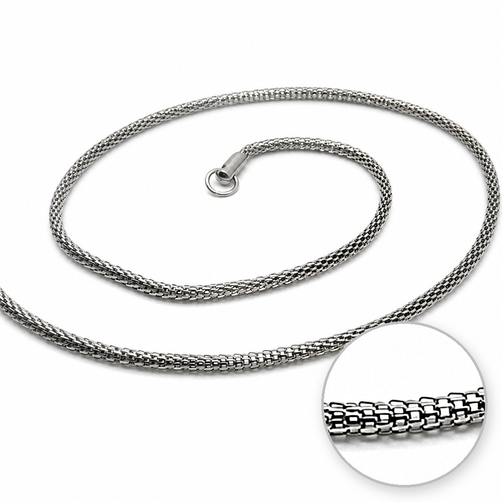 Retiazka Snake, okrúhle pletivo, strieborná farba, 40 cm