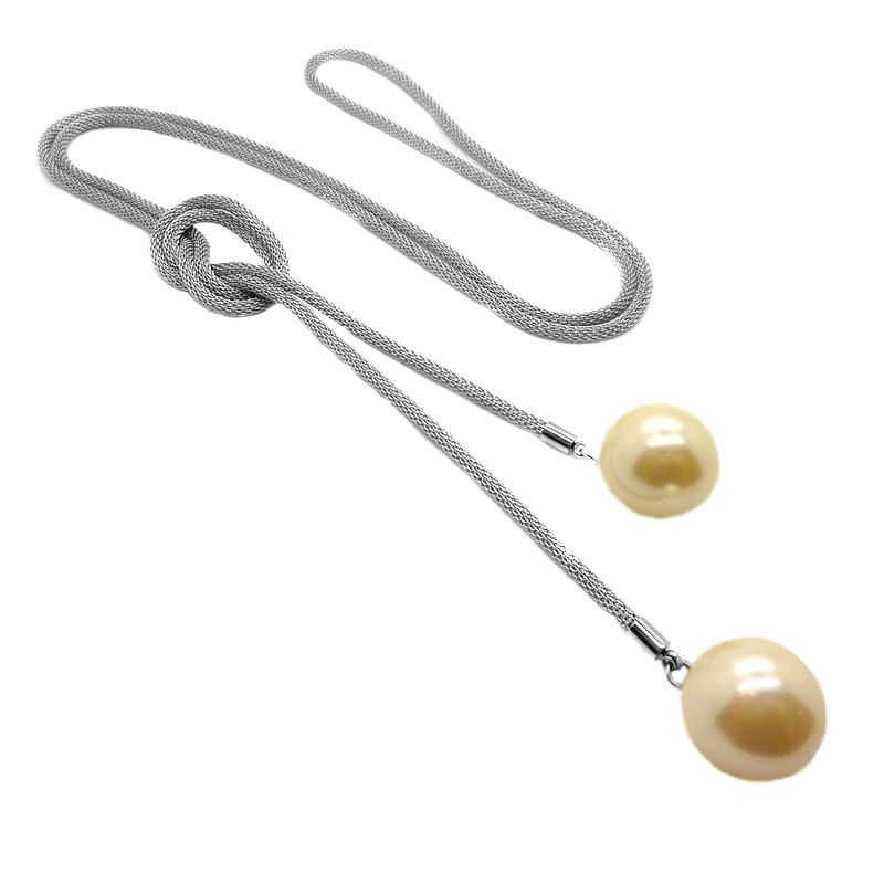 Dlhý náhrdelník s perličkami ny4576 chirurgická oceľ