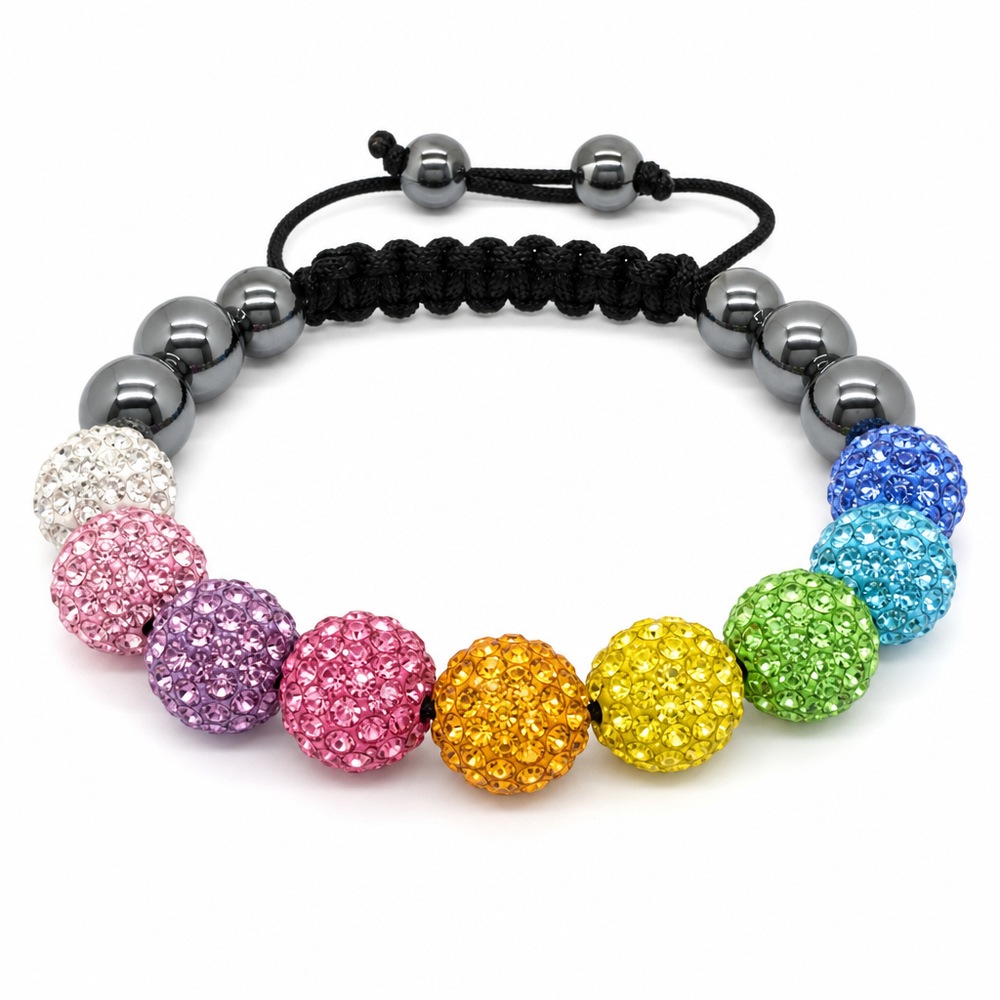 Shamballa náramok s guľôčkami, pastelové farby