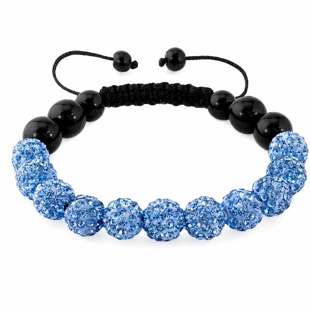 Náramok Shamballa s modrými guľami z kamienkov