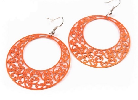 Kruhové náušnice ornament oranžové st654 bižutéria