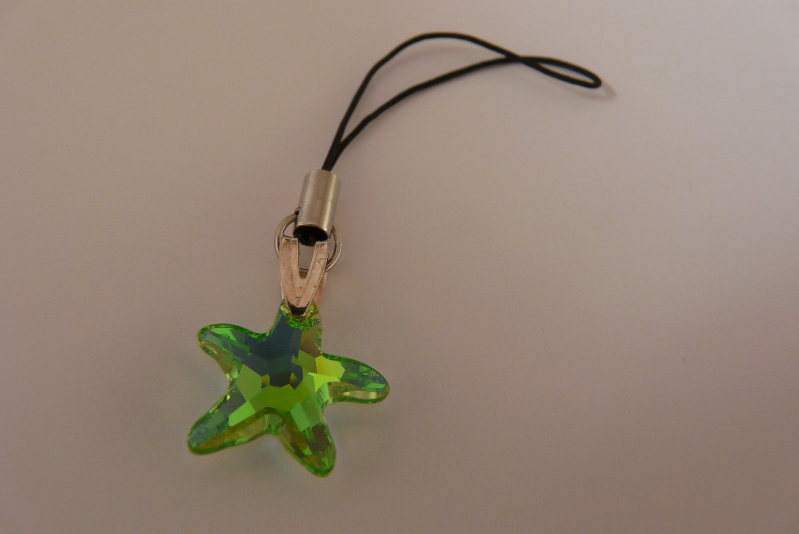 Prívesok na mobil Starfish Peridot Swarovski Elements sw090 striebro 925 0,25g